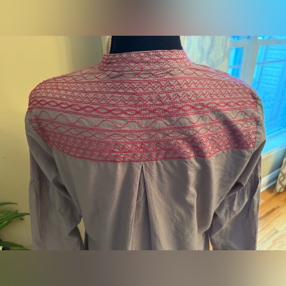 Roberta Roller Rabbit Brown/Pink Embroidered Cotton Shirt Dress Women’s Size S - Picture 8 of 16